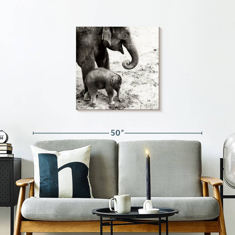 Brampt, mère et fille, éléphant, H 24 po x l 24 po