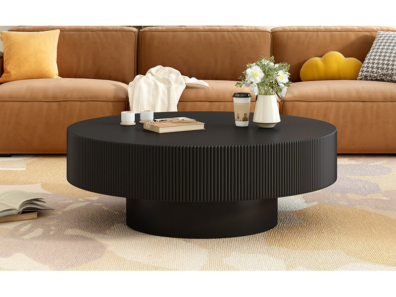 Table basse ronde facile à assembler, Noir