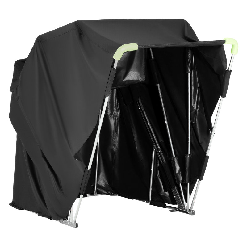 Motorcycle Storage Shelter with Security Lock, 600D Oxford Flip-Up Garage Tent, Heavy-Duty All-Weather Motorcycle Cover with Ventilation Windows, 110 x 43 x 63 in Outdoor Vehicle Shelter, Black