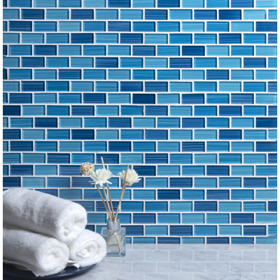 Swimming Pool Series 1" x 2" Straight Edge Glass Mosaic Tile