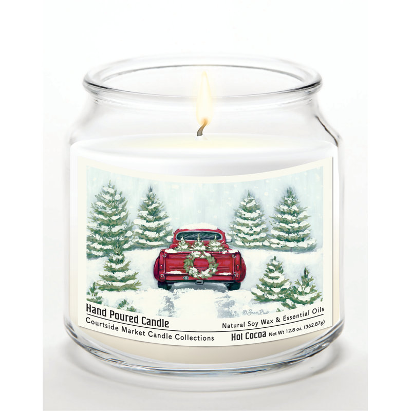 Bougie Tree Farm Tradition II en pot en verre de 400 g avec couvercle en métal argenté brossé
