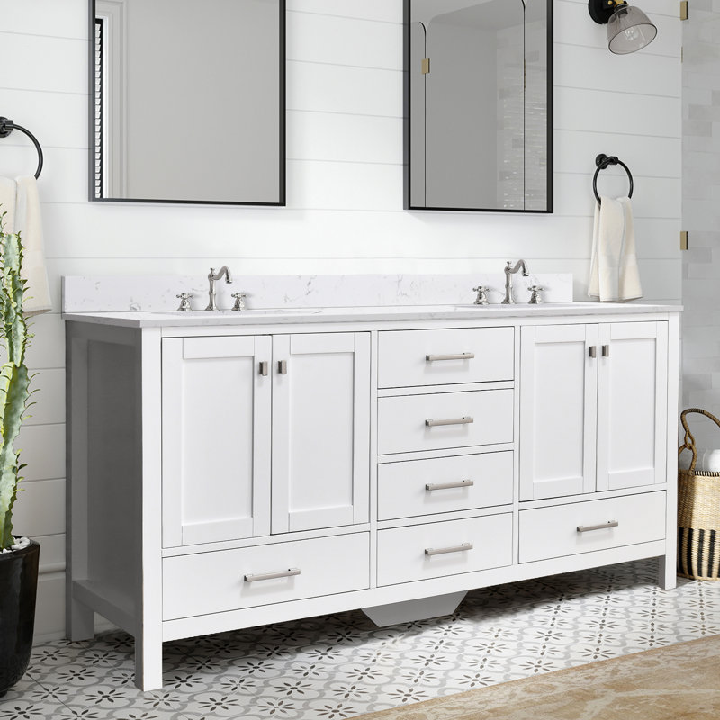 72 Inch Bathroom Vanity With Double Sink, White
