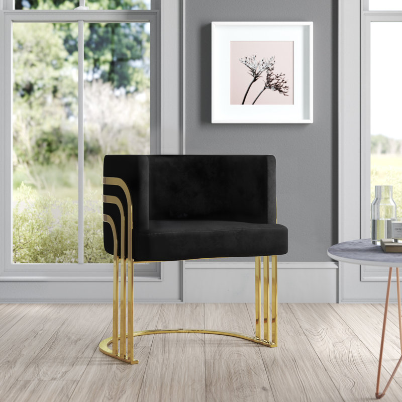 Fauteuil demi-tonneau 25 po, Doré, Noir