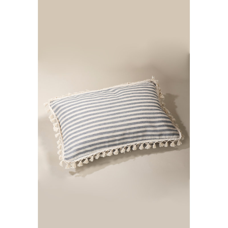 Royale Striped White Rectangular Cushion Cover, Cream/Grey
