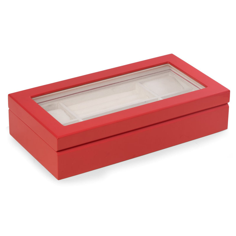 Wood Jewelry Box + Watch Winder, Red