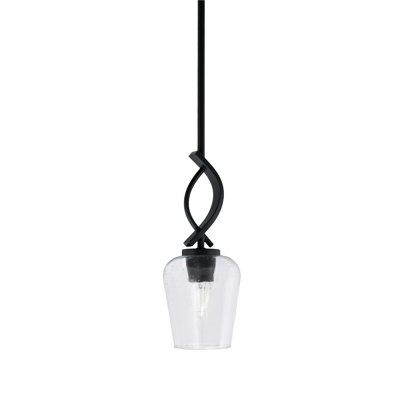 Mini-luminaire suspendu Texanna Cavella, fini noir mat avec verre transparent de 5 po
