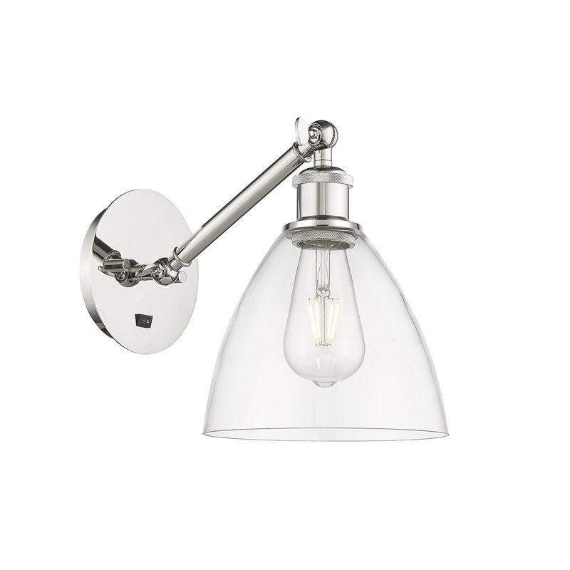 Shauna Armed Sconce, LED, Clear, Polished Nickel