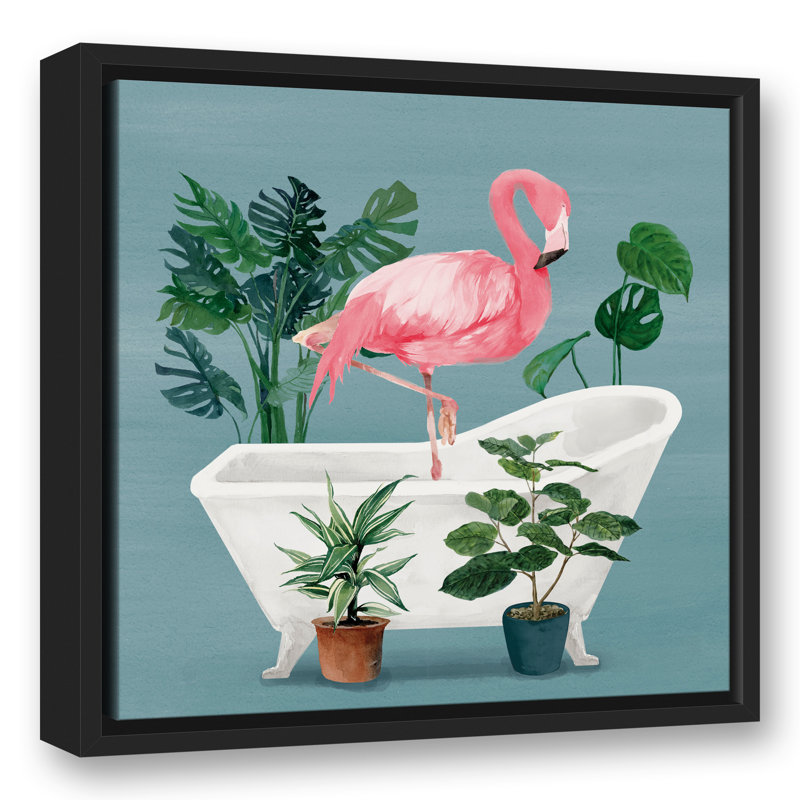 Flamant rose dans la baignoire, H 17,75 po x l 17,75 po x P 1,75 po