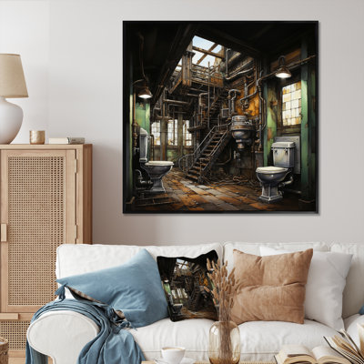 Toilet Industrial Elegance Mixed II - Bath & Laundry Wall Decor