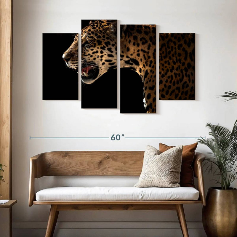 Midnight Leopard Hunt, 32" H x 52" W