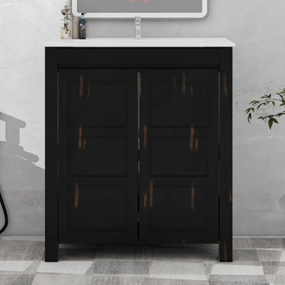 Petit meuble-lavabo 30 po avec lavabo en céramique, tablette réglable