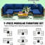 Mobilier d'extérieur modulaire de 7 pièces avec housses de coussin faciles à nettoyer et sièges confortables