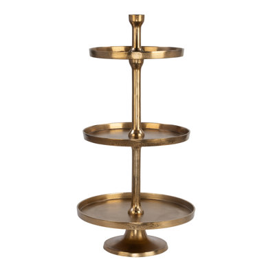 3 Tier Plate Gold Stand