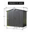 Rangement extérieur en métal 6,5 pi x 4,2 pi. Pour le jardin, la cour. Rangez les outils, les tondeuses et les vélos. Verrouillable, ventilé. Rouille. 167 pieds cubes Unité de rangement noire. Galvanisé pour la durabilité. Peut contenir des vélos et des tondeuses.
