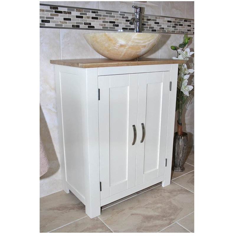 Hostivice 650 mm Freestanding Single Vanity with Vessel Stone Basin