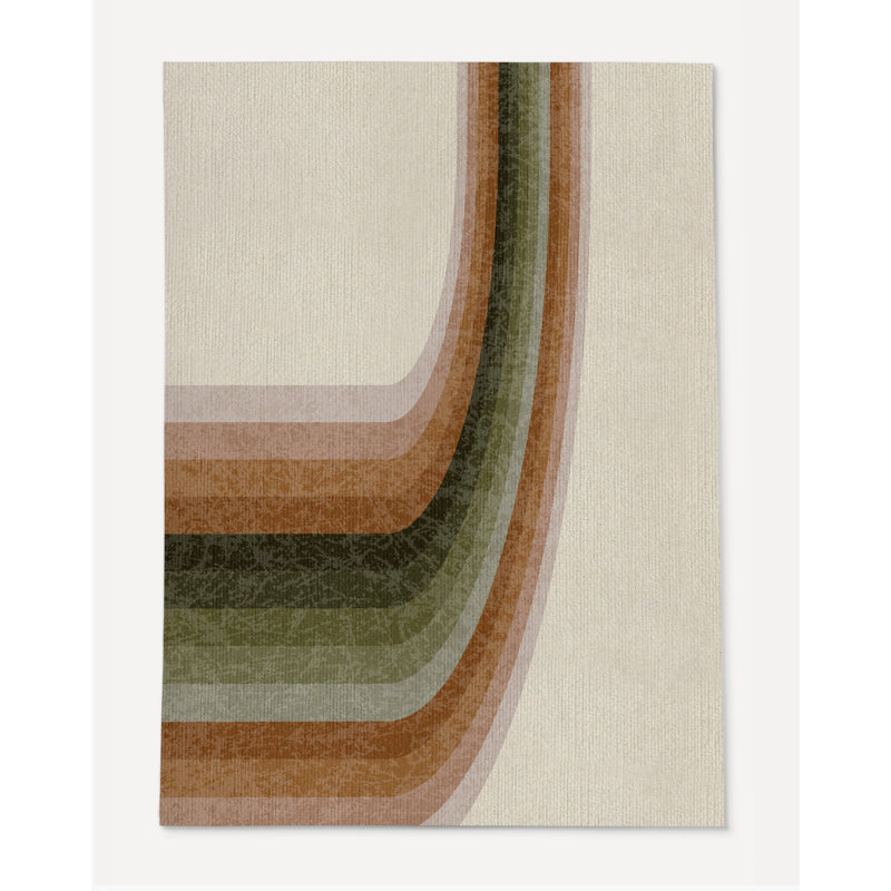 Tapis de chaise rectangulaire Serrai, H 36 po x l 60 po, Rouille / brun / vert / beige