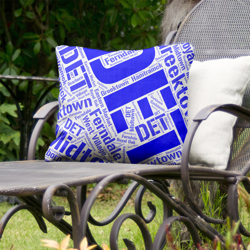 Coussin intérieur/extérieur détroit, Non, H 16 po x l 16 po, Bleu