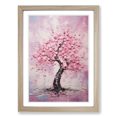 Cherry Blossom Tree Expressionism No.4 - Single Picture Frame Print on Wood