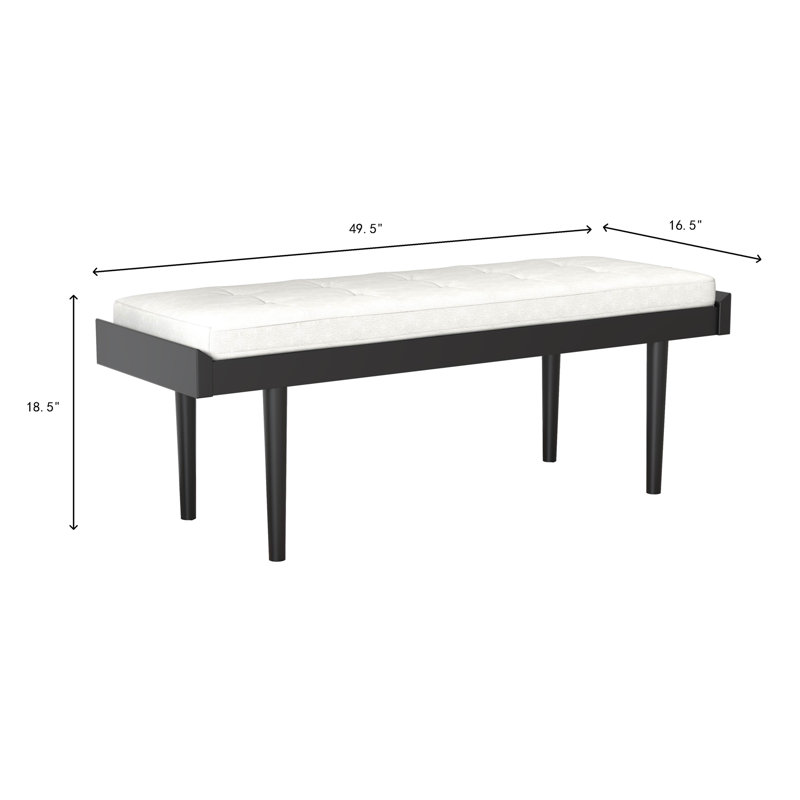 Cotton Upholstered Bench, Black/White