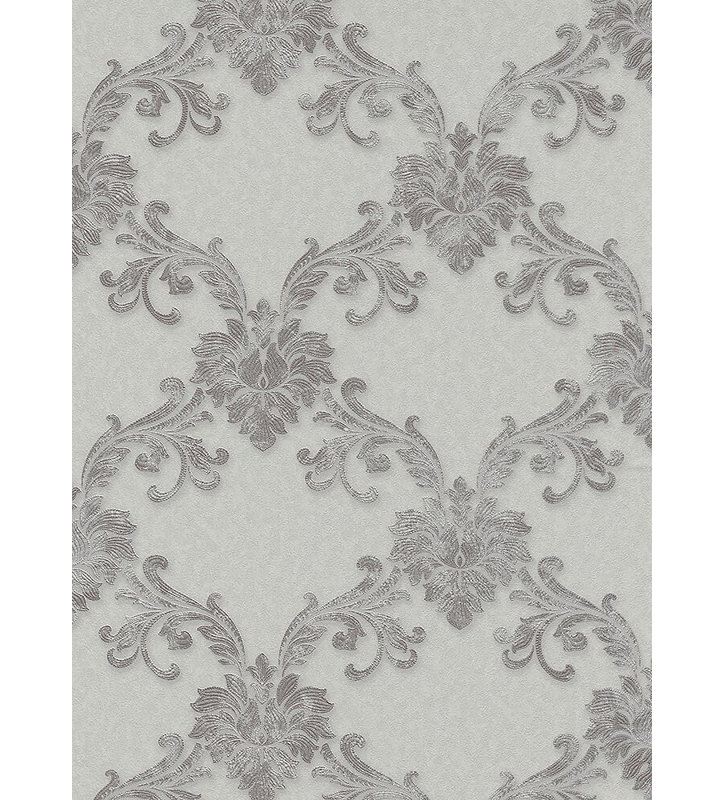 Rouleau de papier peint damassé l 33 pi x p 21 po Eckenrode, Gris foncé