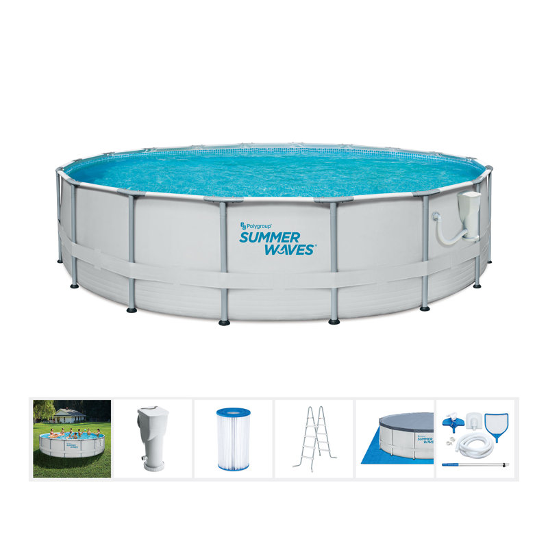 Steel Round Frame Set Pool 48'' H x 216'' W x 216'' L , with Pump Included