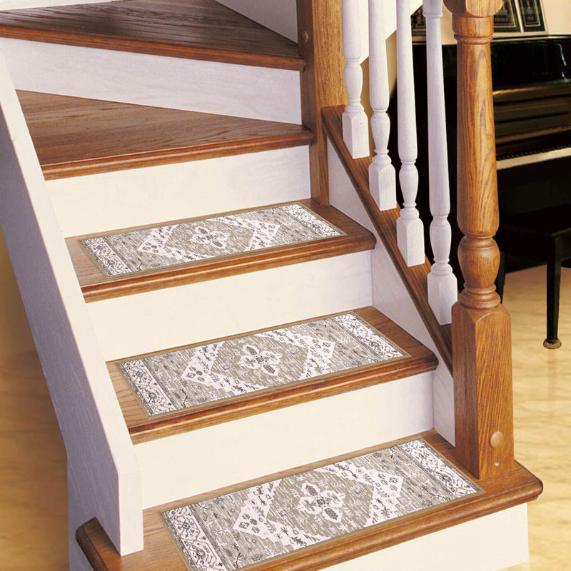 Michalah Non-Slip Indoor Stair Treads, Brown/Beige