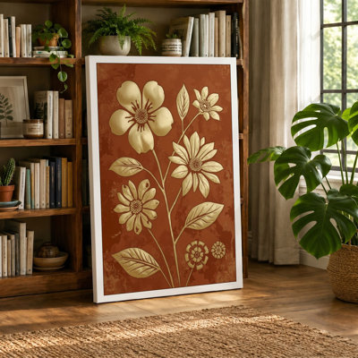 Study in Ochre Botanical - Wrapped Canvas
