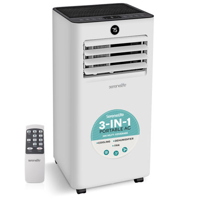 SereneLife 10,000 BTU Portable Air Conditioner and Heater, Small AC with Dehumidifier and Fan, Mini AC Unit with 450 Sq. Ft. Coverage, Includes Remote Control and Window Mount Kit
