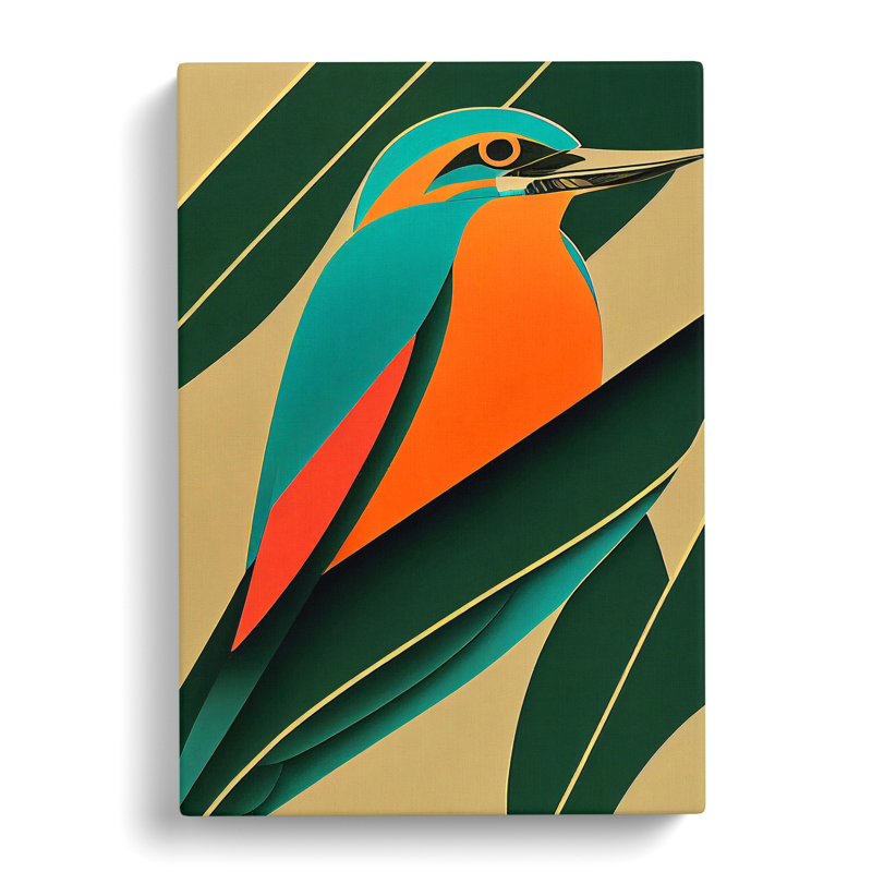 Andaluss Kingfisher Deco Vol.1 - Wall Art, 50cm H x 35cm W x 3cm D, Wrapped Canvas