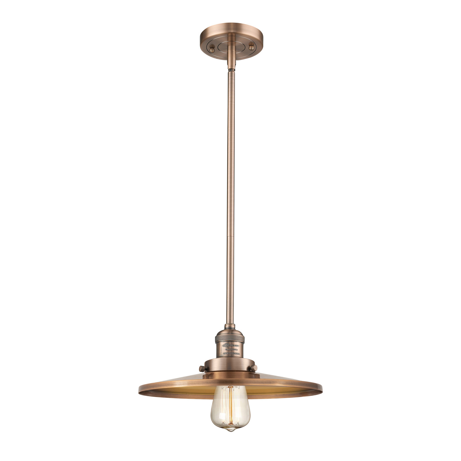 Rouvin Single Light Metal Dimmable Pendant, Antique Copper, Antique Copper, 5.38" H x 12" W x 12" D