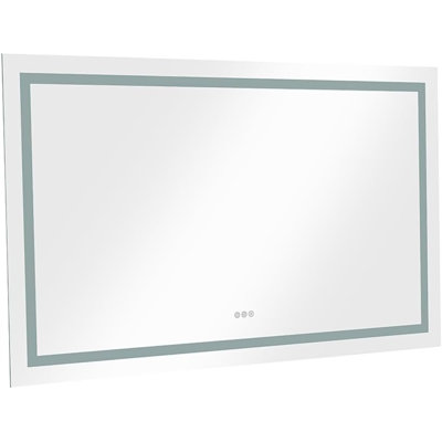 Miroir de salle de bain mural sans cadre à 3 lumières à DEL à intensité variable