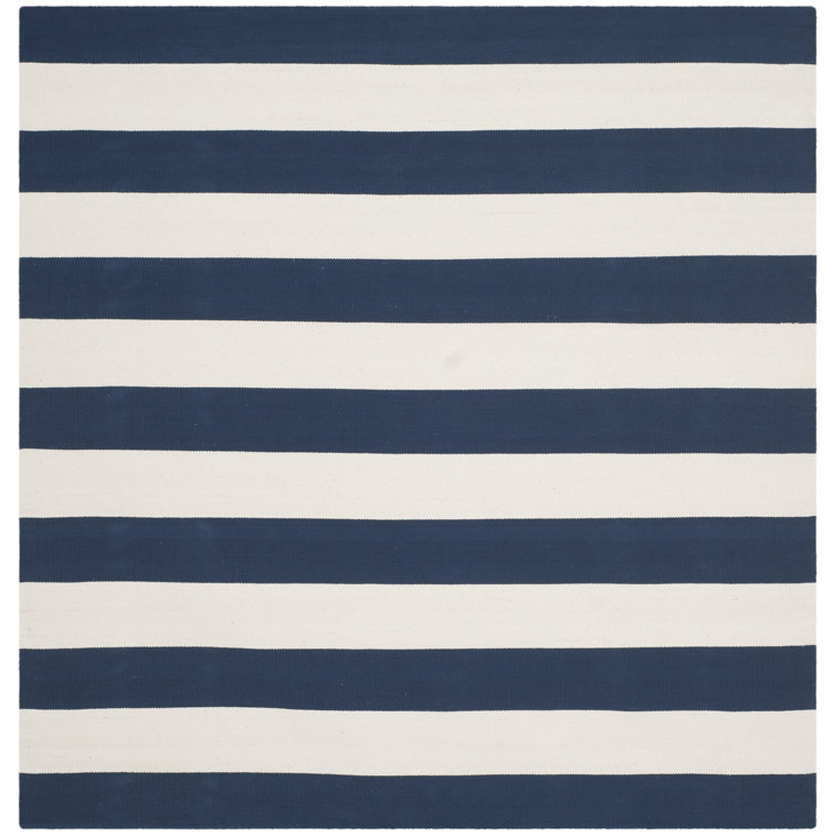Brookvale Striped Handmade Flatweave Cotton Navy/Ivory Area Rug