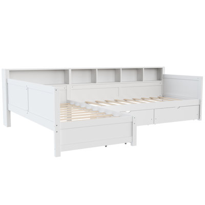Twin L-shaped Daybed With Storage Shelves And Drawers