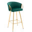 2 tabourets de bar 26 po, velours + pieds dorés, repose-pieds et base, fabrication de qualité 26 po de sièges confortables