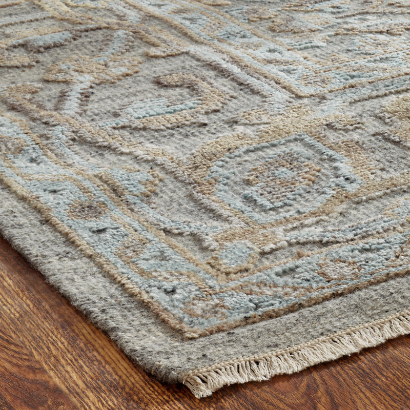 Thompsons Wool Oriental Area Rug in Blue, Rectangle 12' x 15'