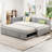 Full-Size L-Shaped Upholstered Daybed with Pull-Out Twin Trundle, Built-In USB Charging Ports-1711820851