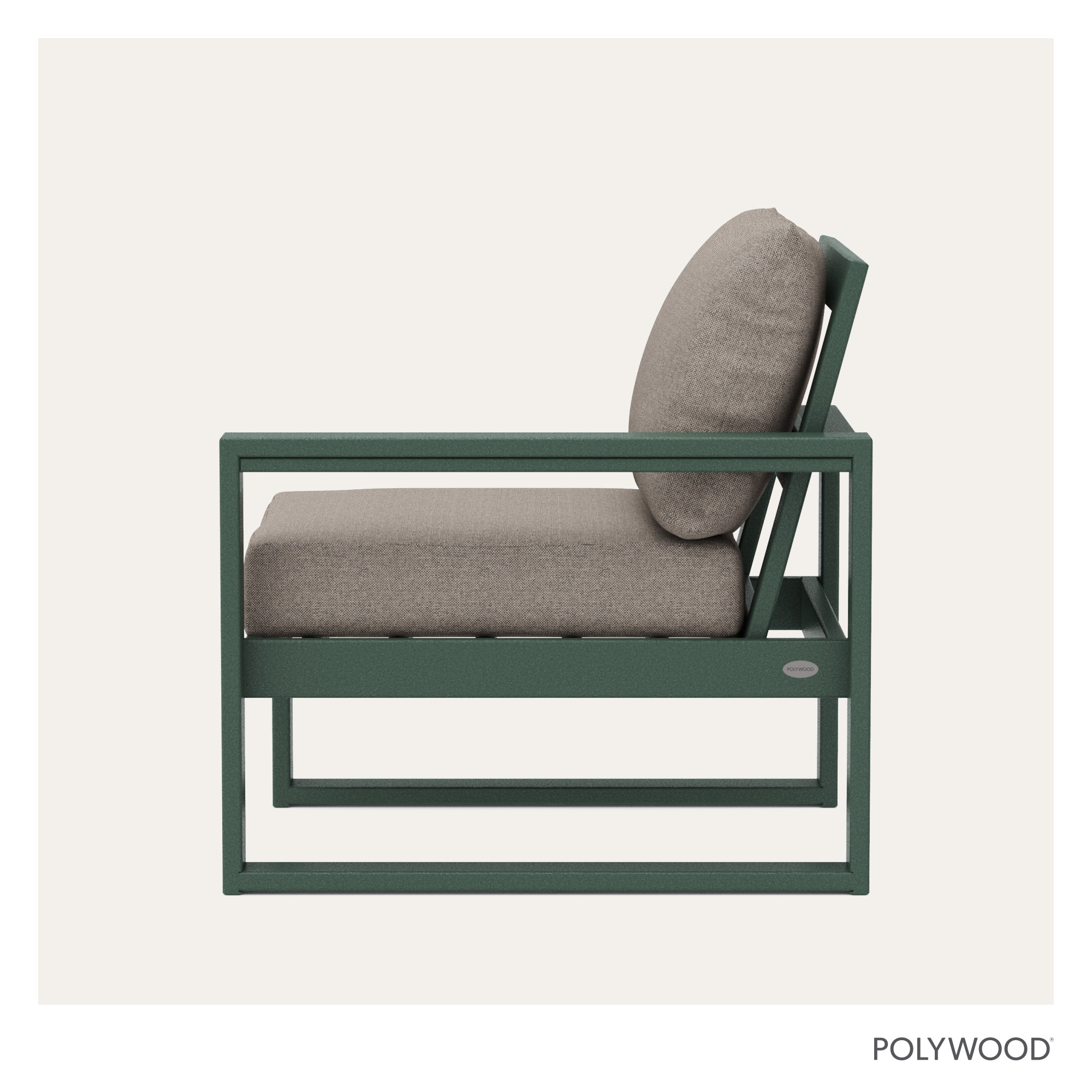 POLYWOOD Outdoor Lounge Chair, Green, Weathered Tweed Revolution® Tweed