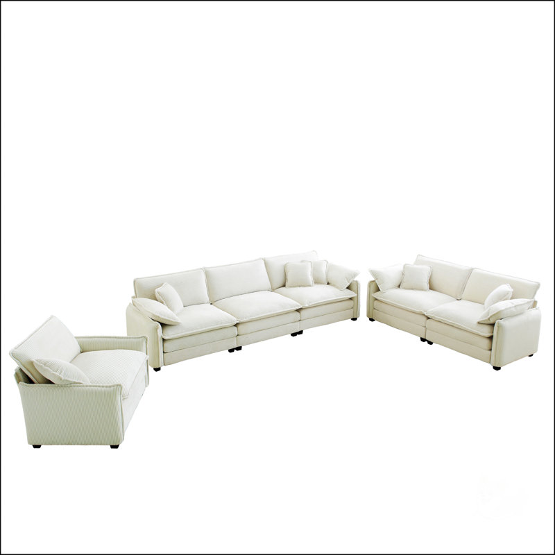 Canapé modulaire surdimensionné 3 pièces confortable, Beige