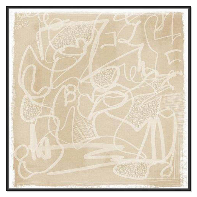 " Scribble Elegance ", Black Floater Framed, 46.5" H x 46.5" W x 2" D