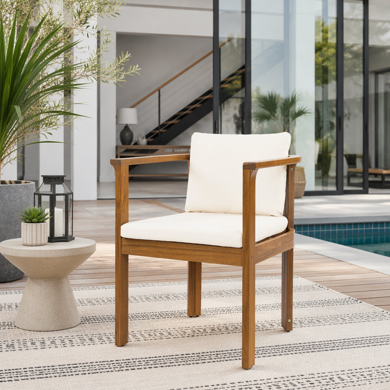 Ensemble de chaises d'extérieur, Crème et teck - 4 pièces