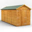 Powersheds 16 x 6ft Timber Tongue & Groove Windowless Apex Garden Shed, Double Doors