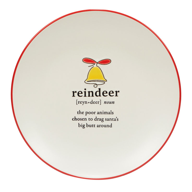 Christmas Fun Sayings Ceramic Dessert Plates Set, 8.25"