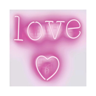 Neon Love Heart Pink On White by Hailey Carr - Wrapped Canvas Print