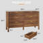 Commode 6 tiroirs l 55,1 po, commode en bois cannelée avec pieds en bois massif pour chambre à coucher, salon, noyer-434486497