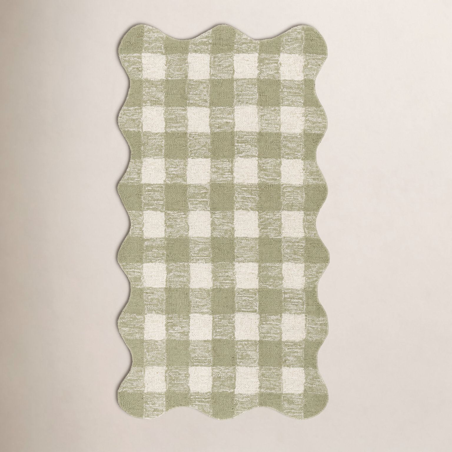 Hand Tufted Wool Plaid Green Area Rug