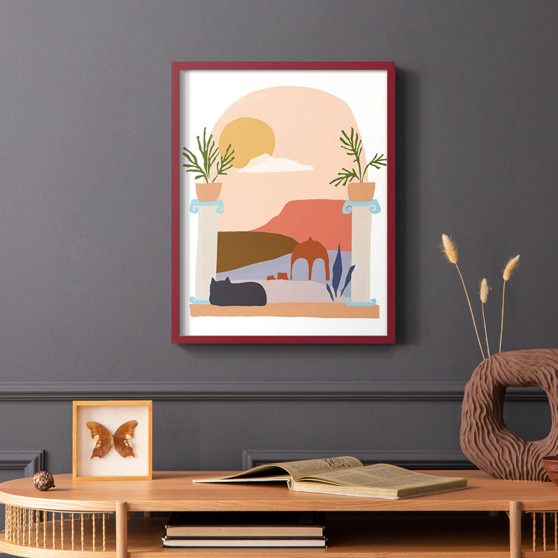 Papier encadré IV, reproduction encadrée - bois massif, Rouge, H 10 po x l 8 po