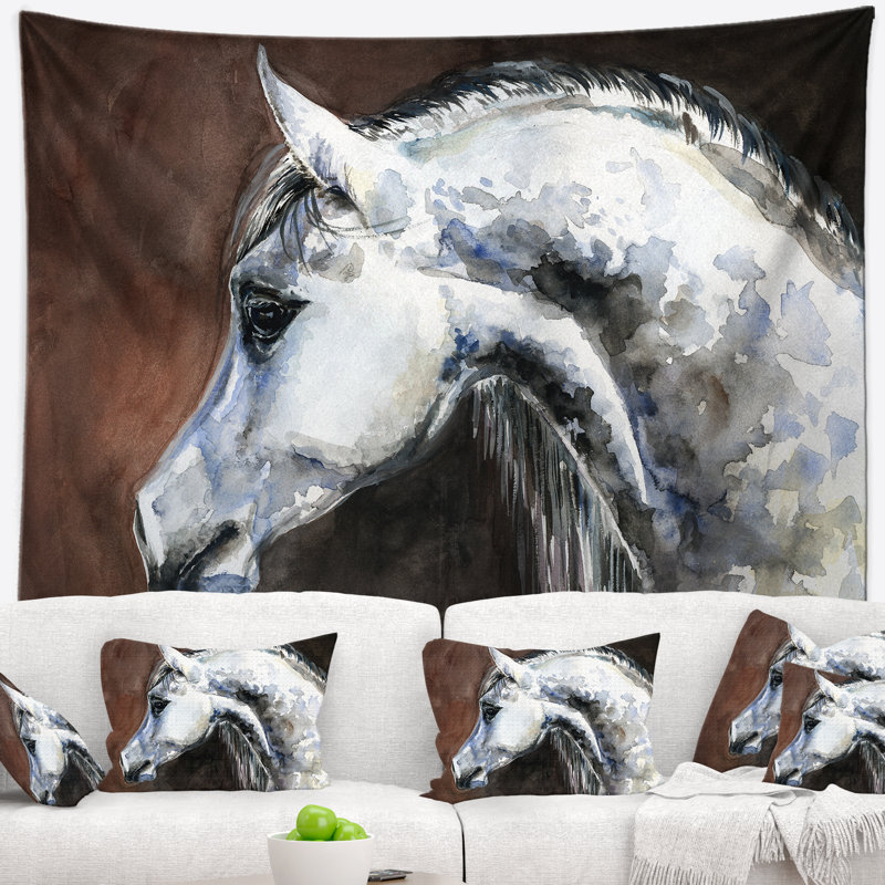 Tapisserie aquarelle grise, H 50 po x l 60 po