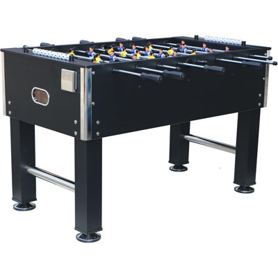 54 Inch Foosball Table, Indoor Soccer Game Table With Cup Holders, Steel Rods, Leg Levellers, 4 Balls, Black
