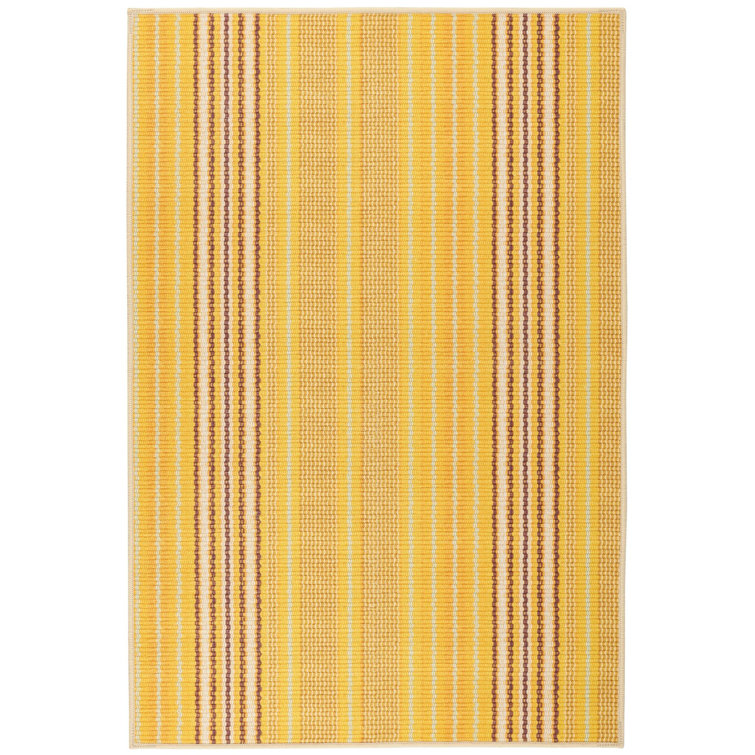 Sunflower Ticking Yellow Machine Washable Rug