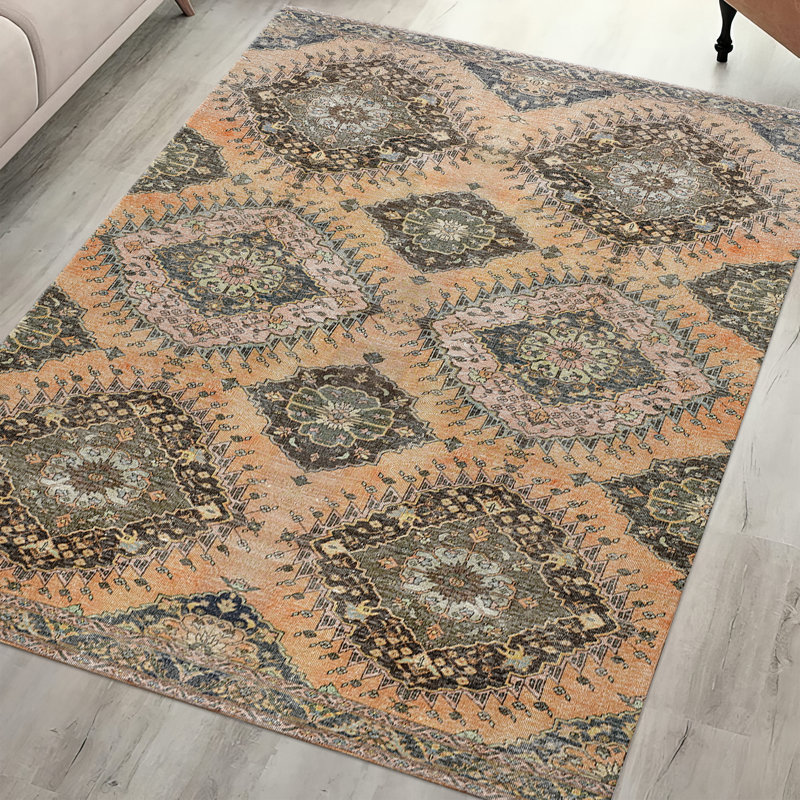 Floral Print Soft Non-Woven Rug featuring Vibrant Hues on a Backdrop Perfect for Adding a Pop of Color to Any Room